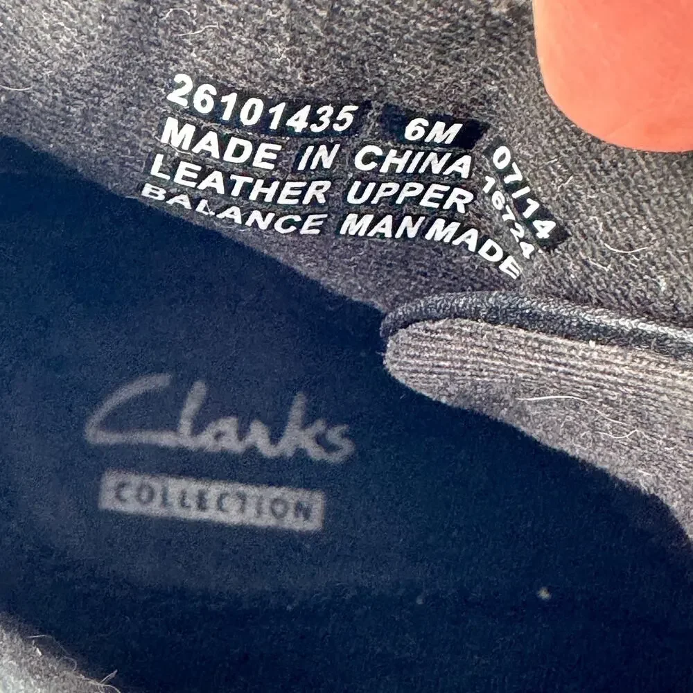 Clarks Leather Ankle Boots Lace Up Side Zip Wedge W6 Black